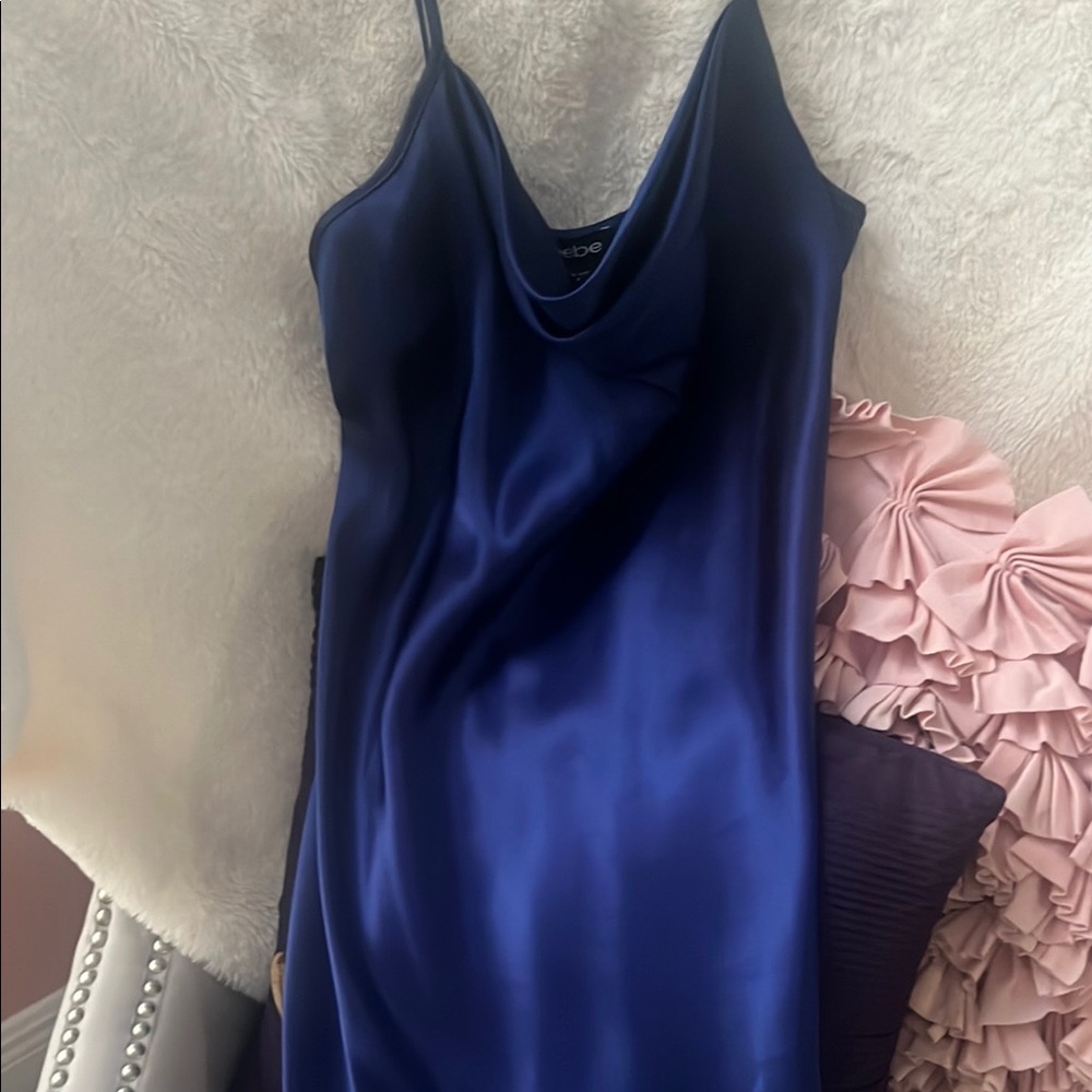 Bebe Midnight Blue Satin Dress